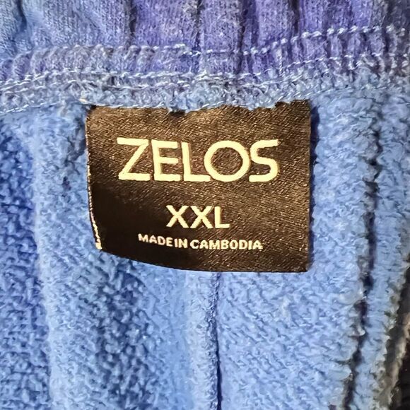 Zelo tie dye fleece size XXL shorts blue drawstring waist - Picture 7 of 8
